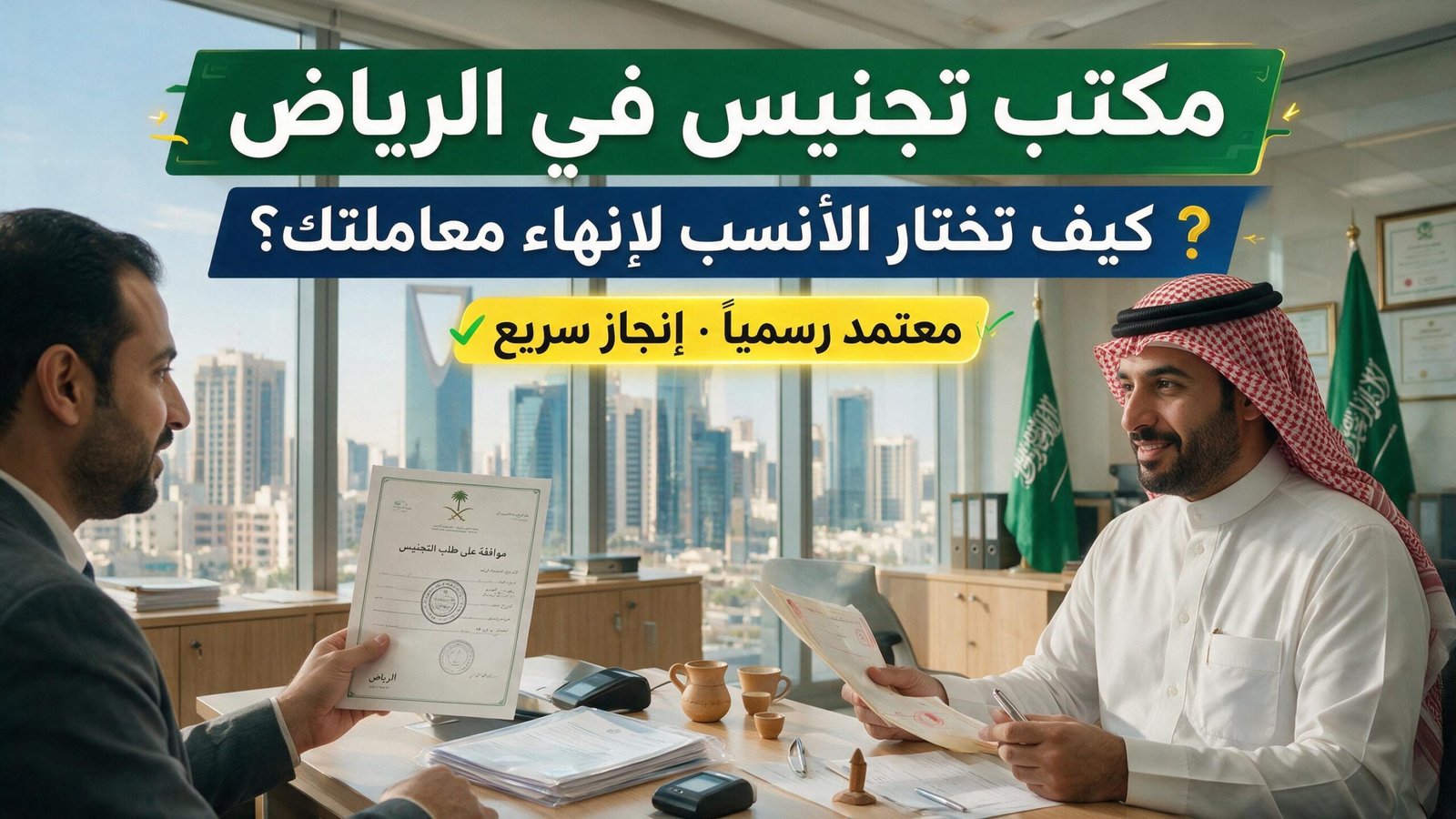 مكتب تجنيس في الرياض لمتابعة المعاملات الحكومية.